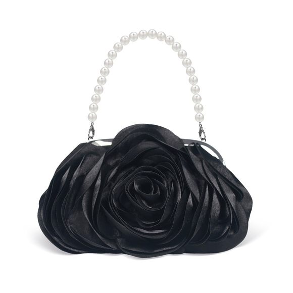 Clutch Purse 3D Flower Satin Evening Handbag Chain Strap Shoulder Bag XD - Picture 1 of 6